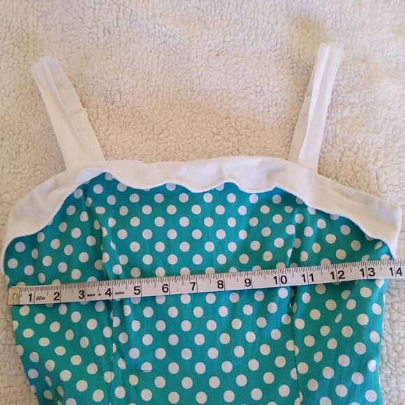 Pinup Couture Medium teal and white polka dot dress EUC - Picture 10 of 15